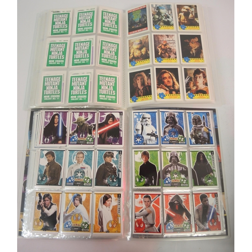 399 - Eleven albums of Topps trading cards including football, Star Wars, Teenage Mutant Ninja Turtles