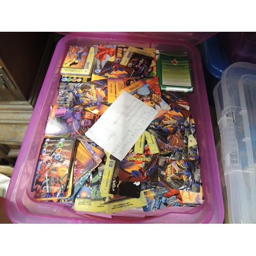 404 - Three boxes containing Fleer and Overpower Marvel cards