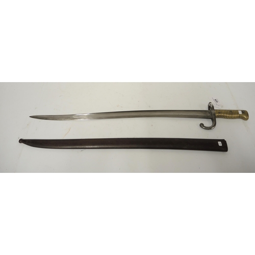 429 - 19th Century French Bayonet, the blade engraved 'Chassepot ' with scabbard, dated 1870