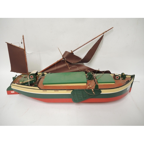 444 - 20th Century Thames barge model boat (rigging at fault)