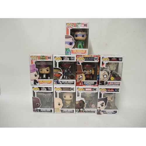 447 - Box containing various Funko Pops, including Doctor Strange, Games of Thrones, etc.