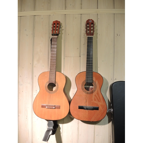 448 - Spanish classical guitar, together with another classical guitar with steel strings (at fault)