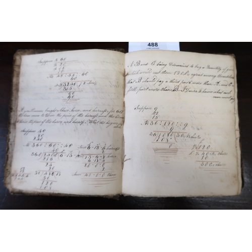 488 - Early 19th Century mathematics exercise book with hand written entries