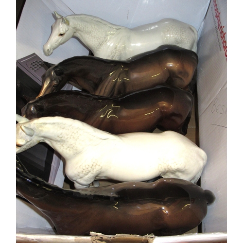 548 - Ten various large Beswick figures of horses, including daple grey, chestnut etc, (some at fault and ... 