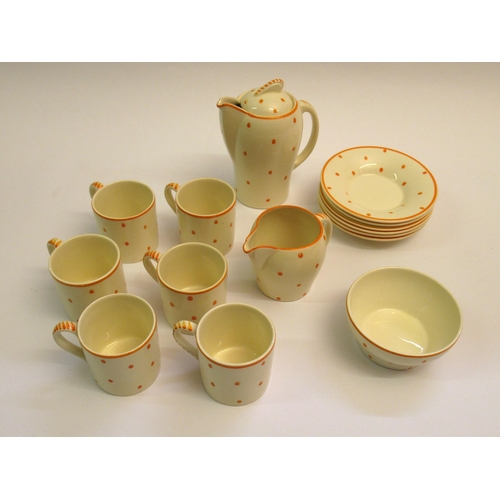 581 - Susie Cooper for John Lewis, fifteen piece orange polka dot coffee set