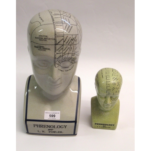 599 - Two reproduction phrenology heads