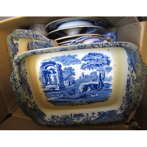 600 - Large quantity of Copeland Spode blue and white transfer printed Italian pattern tableware