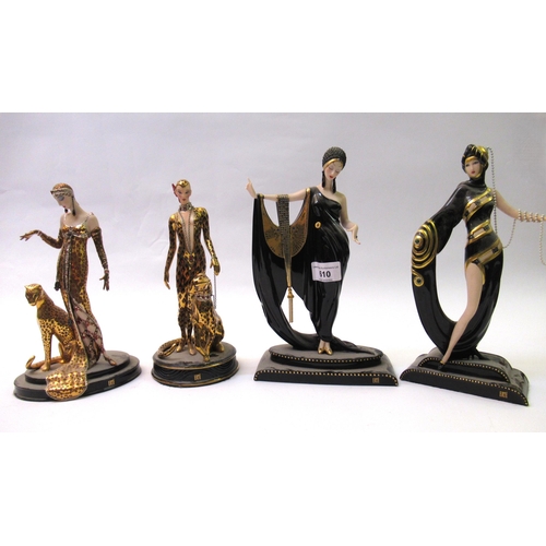 610 - Group of four Franklin Mint Limited Edition Art Deco figures (at fault)