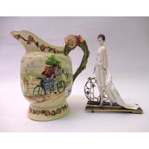 644 - Crown Devon Daisy Bell musical jug, together with a Ritz Albany porcelain and metal figure of an Art... 