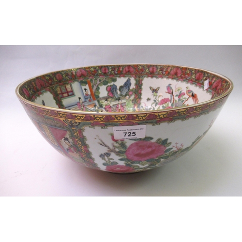 725 - Large 20th Century Chinese famille rose punch bowl, 40cm diameter x 18cm high