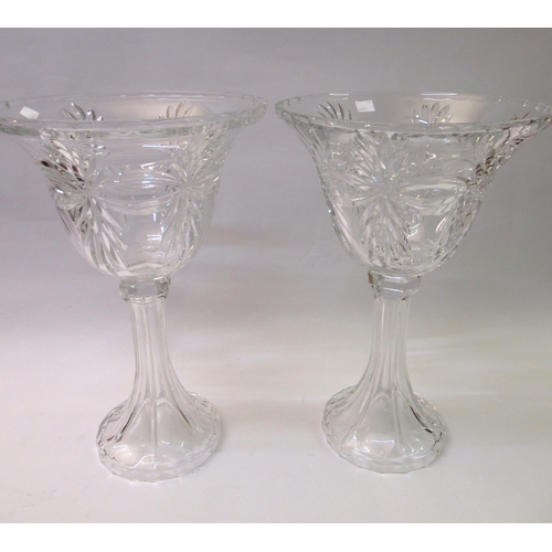 728 - Pair of large cut glass pedestal goblets, 40cm high