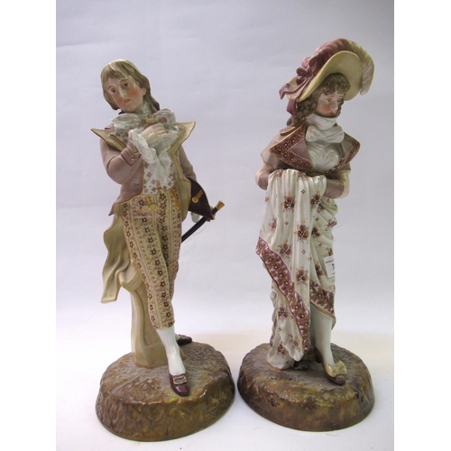 741 - Pair of 19th Century Continental porcelain figures of a lady and gentleman, 36cm high