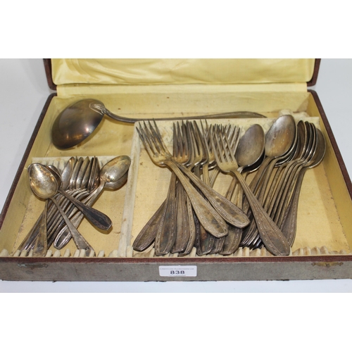 838 - French silver plated canteen of cutlery, including ladle by Ercuis