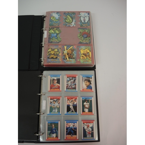 385 - Five albums of Topps trading cards including Pokemon, football and baseball etc.