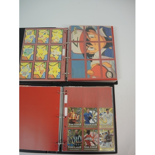 385 - Five albums of Topps trading cards including Pokemon, football and baseball etc.