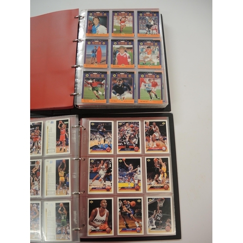 393 - One album of Shooting Football trading cards and Merlin rugby trading cards, together with four mixe... 