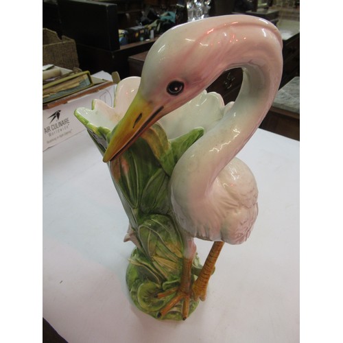 619 - Italian porcelain vase in the form of a bird by reeds