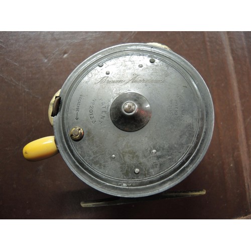 126 - Hardy Uniqua 3in fly fishing reel with ivorine handle, together with another fishing reel, ' The Cli... 