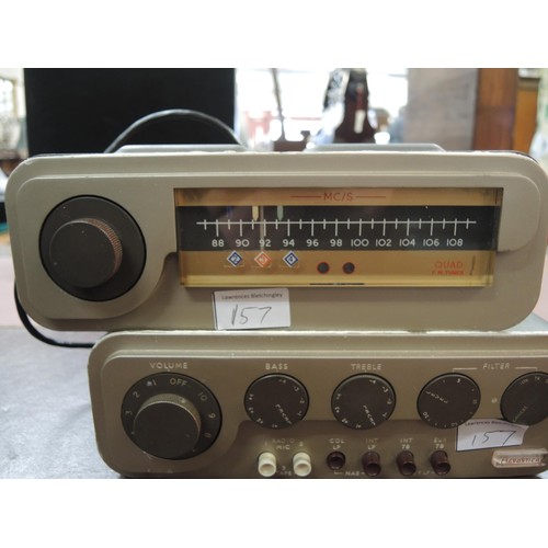 157 - Quad II amplifier, serial no. 32019 together with a radio receiver and control unit