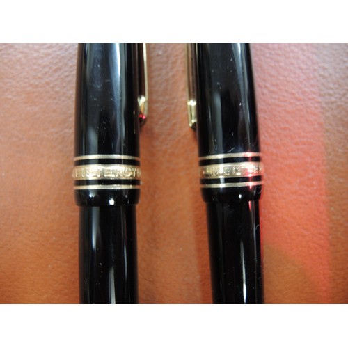 358 - Montblanc ballpoint pen (cartridge lacking) and pencil in original leather case