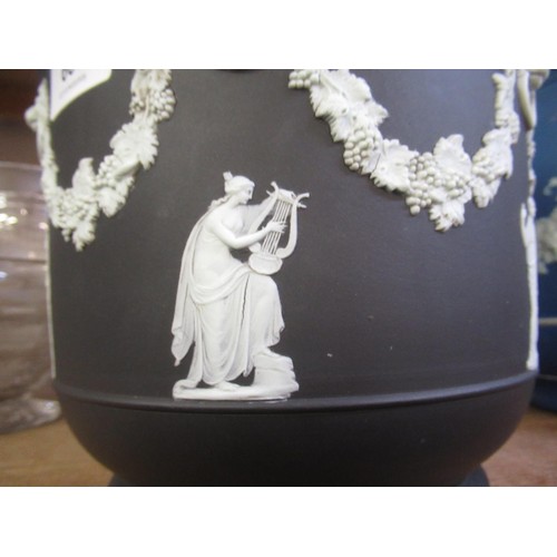 687 - Wedgwood black Jasperware jardiniere, 18.5cms high