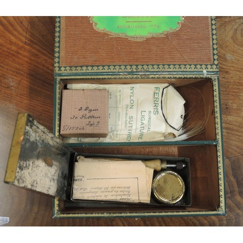 122 - Army & Navy black tin plate fly fishing lure box, together with a quantity of other boxes containing... 