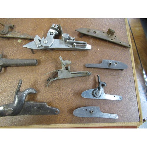 267 - Large quantity of antique and later flintlock and percussion, pistol and rifle spares, including sto... 