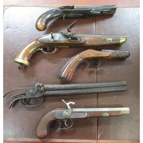 267 - Large quantity of antique and later flintlock and percussion, pistol and rifle spares, including sto... 