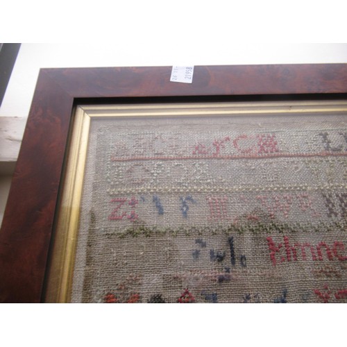 29 - Small George IV needlework sampler of alphabet design, signed Catharine Reed, 1822, 20cm square, in ... 