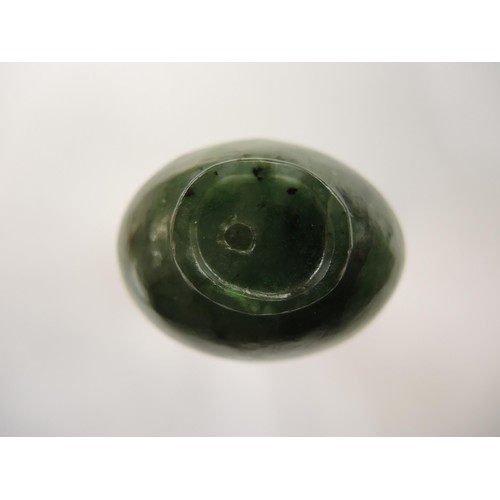 459 - Chinese dark green jade snuff bottle with stopper, 67mm high including stopper