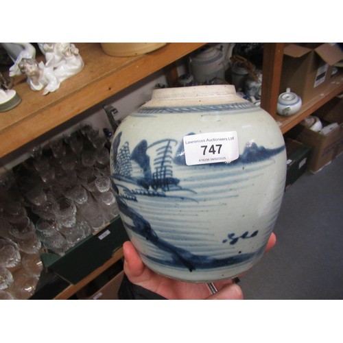 747 - Three various Chinese ginger jars (lacking covers)