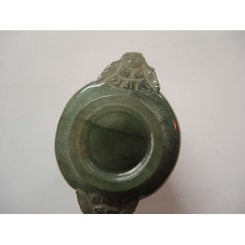 311 - Small quantity of oriental green stone carved figures including a censer, cloisonne bird etc.