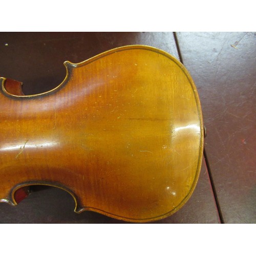 354 - Violin 13in, inscribed to back ' Stainer ' with bow, in fitted case