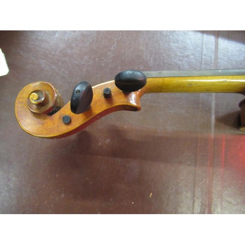 354 - Violin 13in, inscribed to back ' Stainer ' with bow, in fitted case