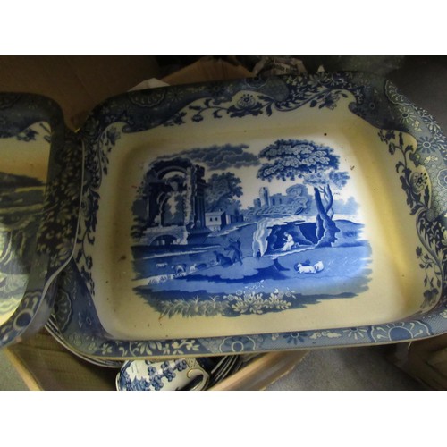 600 - Large quantity of Copeland Spode blue and white transfer printed Italian pattern tableware