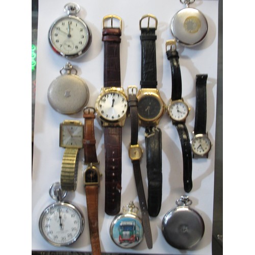 916 - Box containing a large quantity of various ladies and gentleman's quartz wristwatches, pocket watche... 