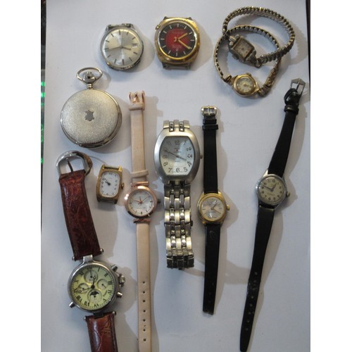 916 - Box containing a large quantity of various ladies and gentleman's quartz wristwatches, pocket watche... 