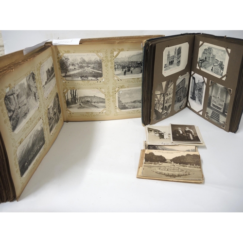 139 - Two albums containing a collection of various mainly French postcards, together with a small quantit... 