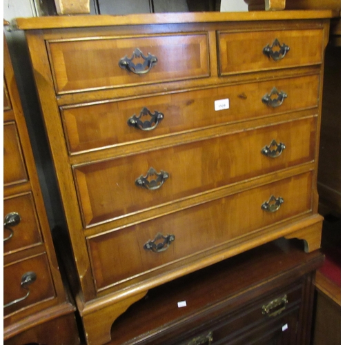 1526 - Reproduction yew wood chest of two short and three long drawers, together with a pair of matching be... 