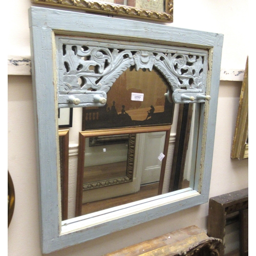 1777 - Blue painted hall mirror / hat stand, together with a rectangular gilt mirror