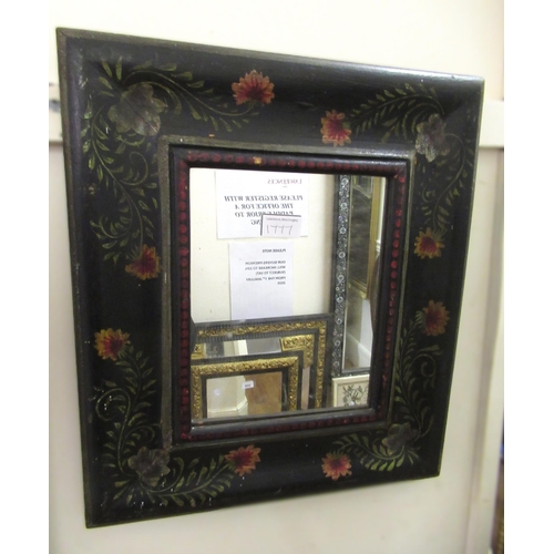 1777 - Blue painted hall mirror / hat stand, together with a rectangular gilt mirror