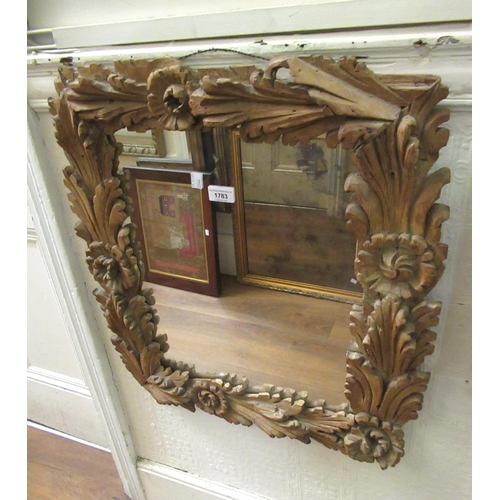 1783 - 19th Century floral carved pine hanging wall mirror, 63 x 57cm