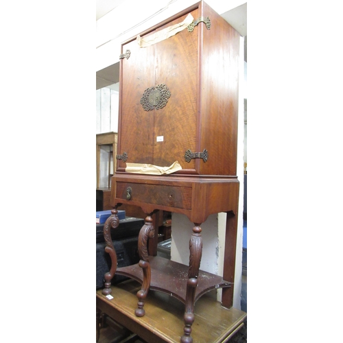 1786 - Small reproduction mahogany cocktail cabinet (for restoration), 59 x 34 x 129cm