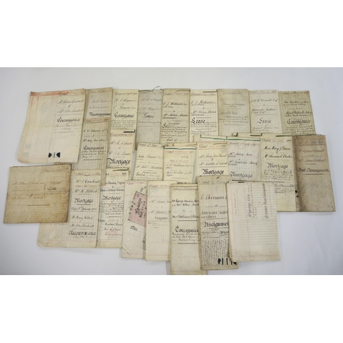 187 - Collection of twenty five local 19th Century vellum indentures, conveyances, releases, mortgages etc... 