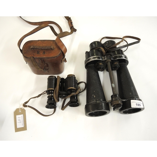 189 - Pair of Barr and Stroud 7x binoculars together with a small pair of Ross prism binoculars in a leath... 