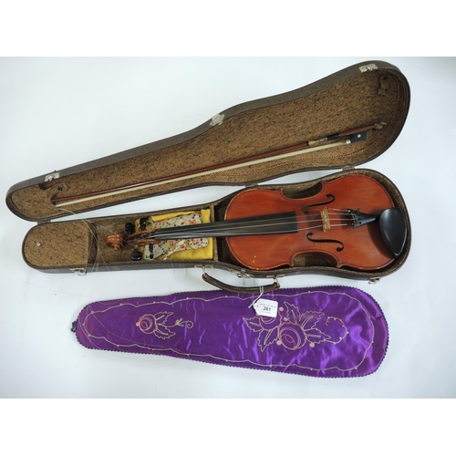 261 - Violin with bow in fitted case (14