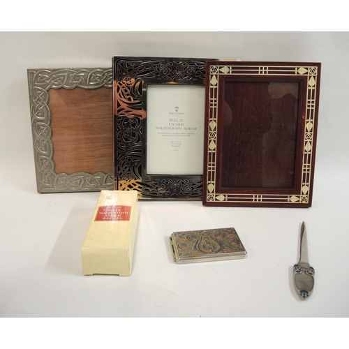 326 - Past Times photograph album, frame, clock and three Glasgow School style items