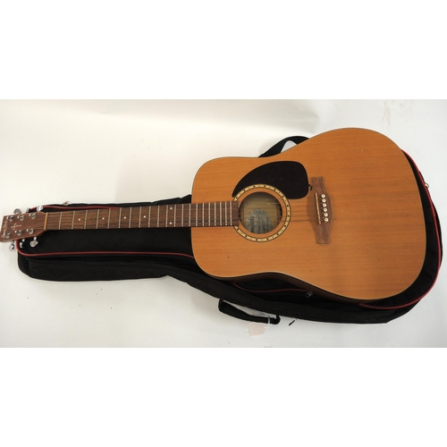 344 - Simon and Patrick woodland cedar acoustic guitar, with soft case