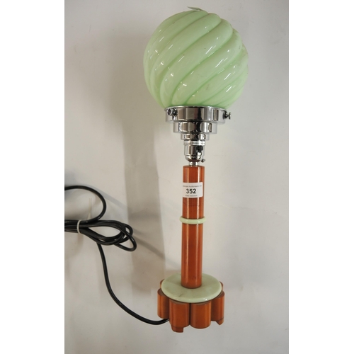 352 - Bakelite Art Deco style chrome and green glass table lamp