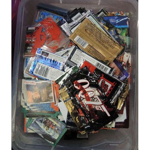 358 - Three boxes of mixed trading cards, including Doctor Who, Star Trek, Smallville, and Marvel etc.